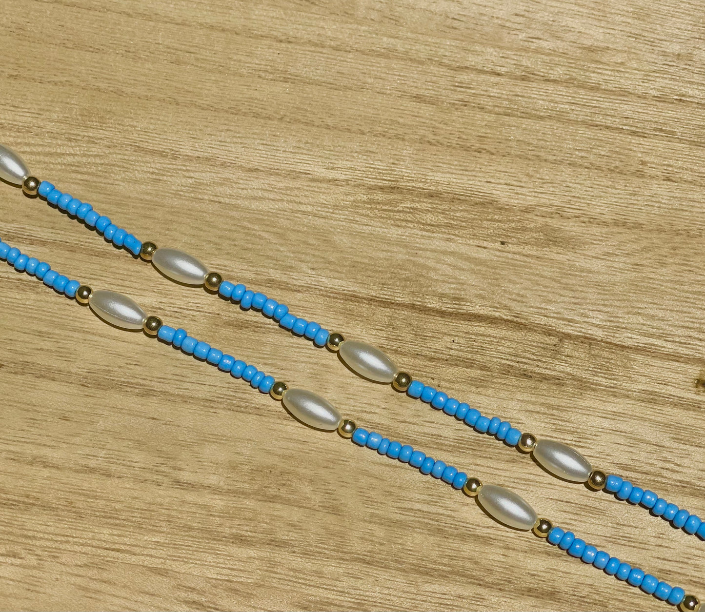 Blue seed bead chain