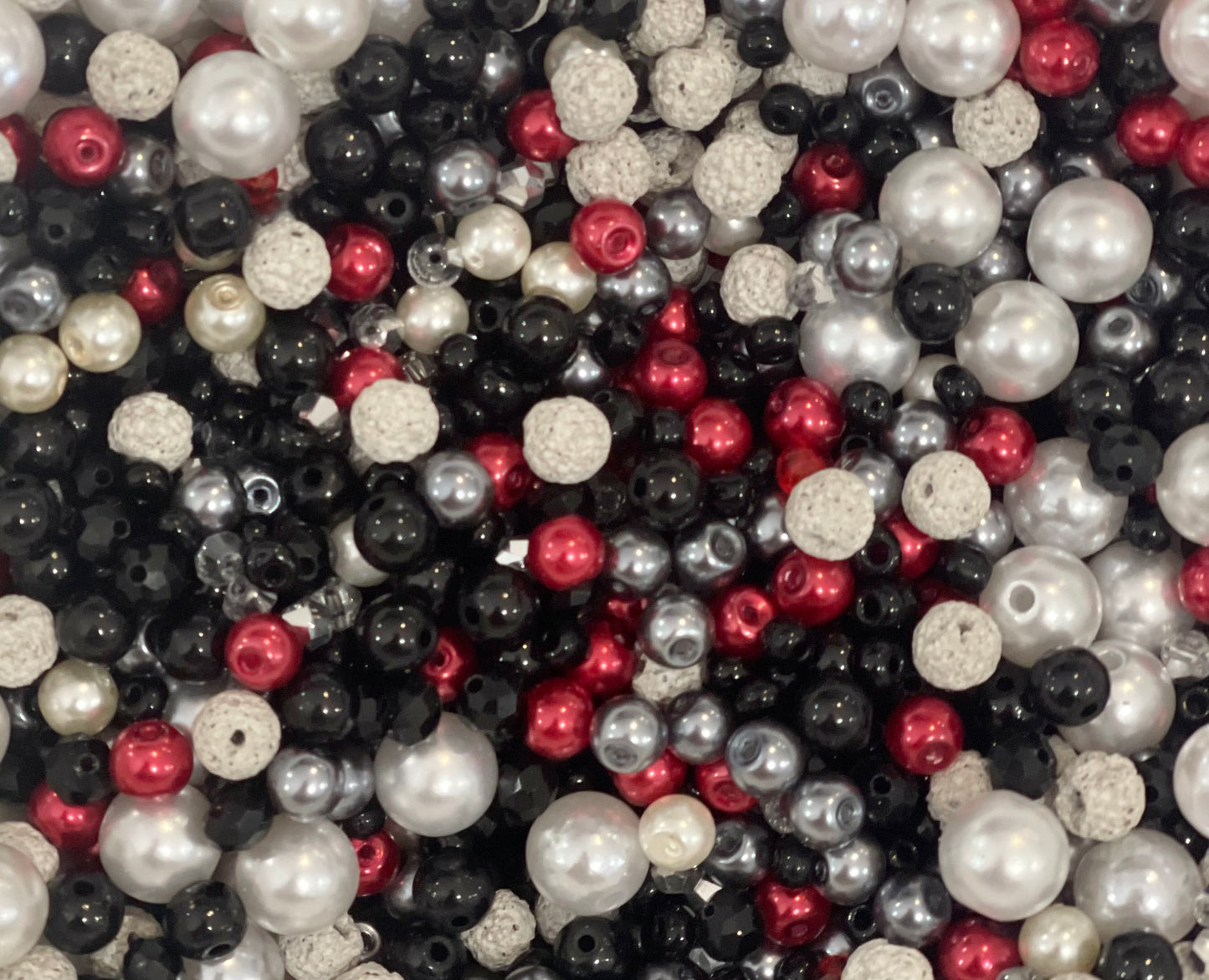 Red, black & grey bead confetti