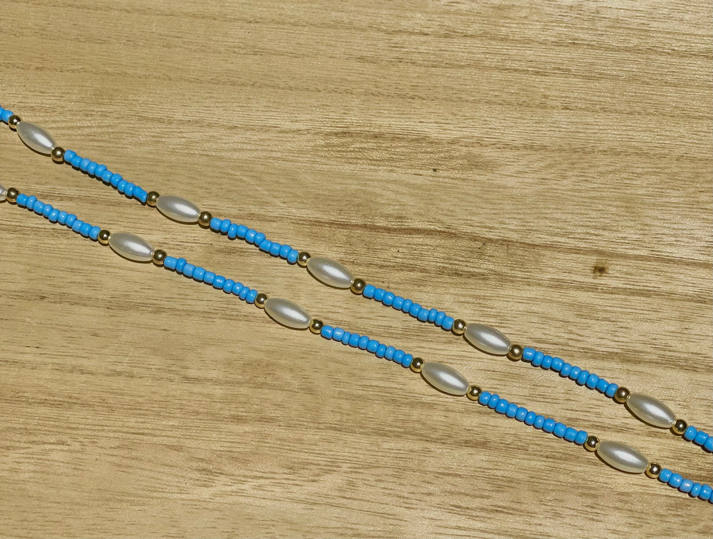 Blue seed bead chain