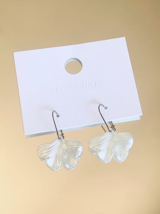 Pearl leaf dangles - silver