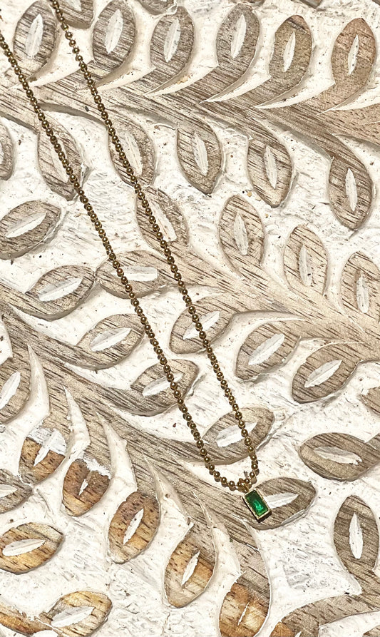 Minimalist emerald necklace