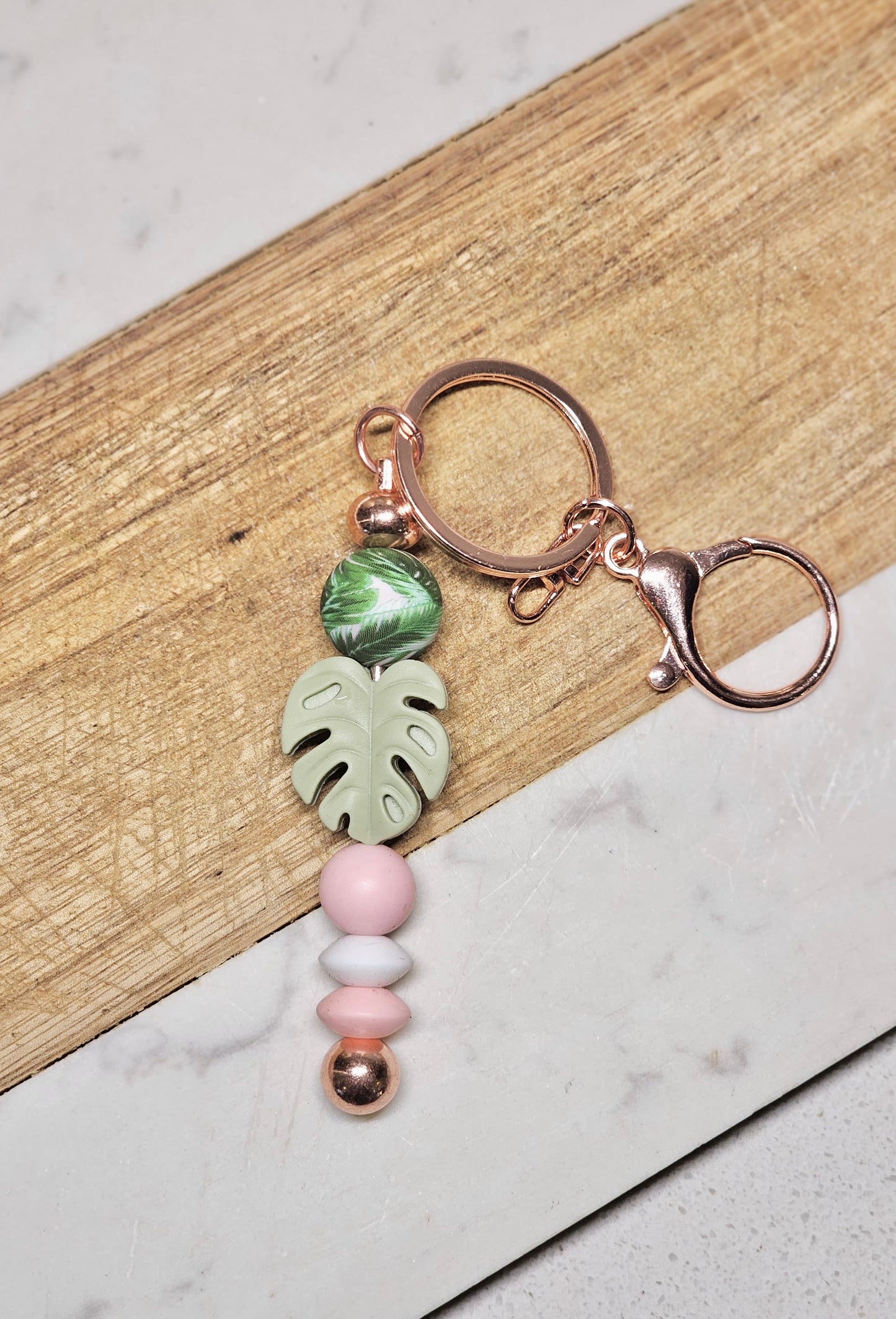 Rose Gold Monstera Keychain