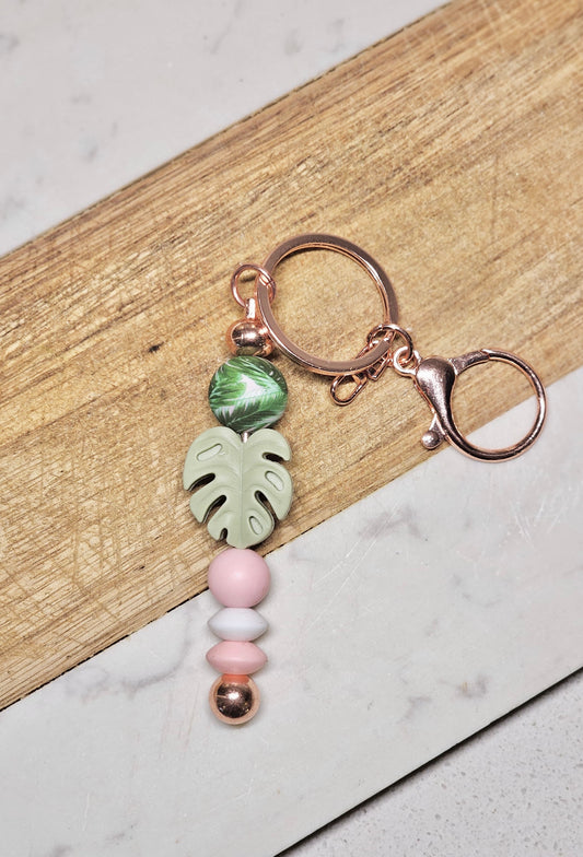 Rose Gold Monstera Keychain